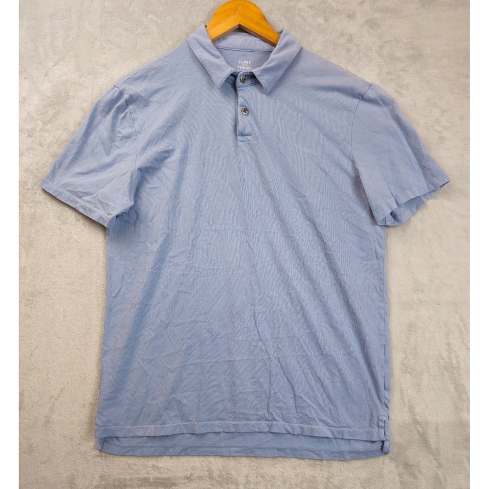 Flint and Tinder Polo Shirt Mens Medium Blue Short Sleeve Made in USA Huckberry